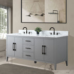 Meuble-lavabo Vanity Art 72 à double vasque avec plateau en marbre reconstitué