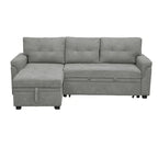 Divano componibile reversibile trasformabile con letto estraibile, chaise longue con contenitore nascosto e gambe resistenti