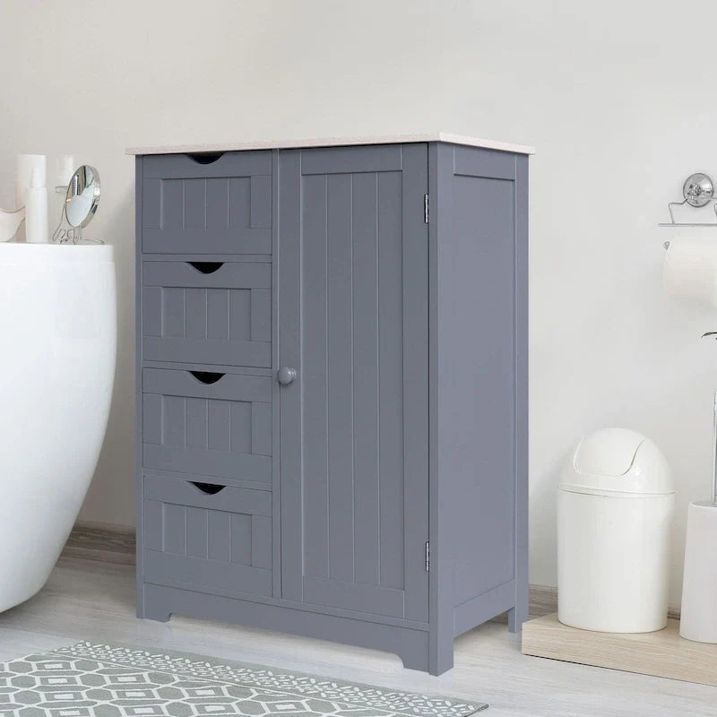 Meuble de rangement bas pour salle de bains VEIKOUS avec 4 tiroirs