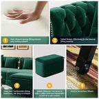 Canapé-lit escamotable et convertible Whisen en velours, format très grand lit, 3-en-1, avec ottoman amovible et design capitonné