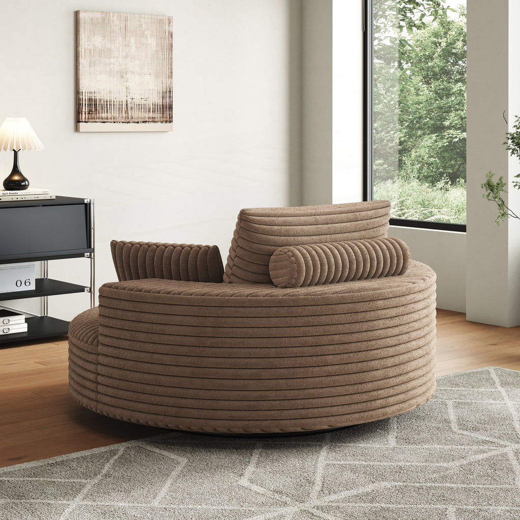 Fauteuil pivotant individuel en mousse et chenille côtelée
