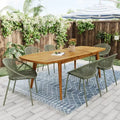 Ensemble de salle à manger de patio extérieur extensible de 7 pièces avec chaises empilables et table en bois d’acacia