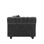 Canapé-lit escamotable et convertible Whisen en velours, format très grand lit, 3-en-1, avec ottoman amovible et design capitonné