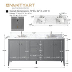 Meuble-lavabo Vanity Art 72 à double vasque avec plateau en marbre reconstitué