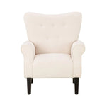 Fauteuil d’appoint moderne Erommy, fauteuil à dossier haut, canapé une place en tissu rembourré avec boutons et pieds en bois pour le salon
