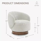 Fauteuil tonneau pivotant rembourré d’appoint Spruce&Spring avec base en bois