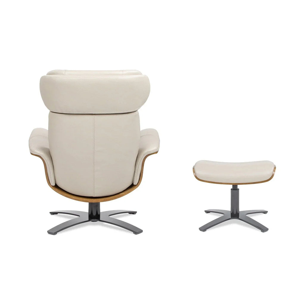 Fauteuil inclinable Jovan 31,5 en cuir véritable avec pouf