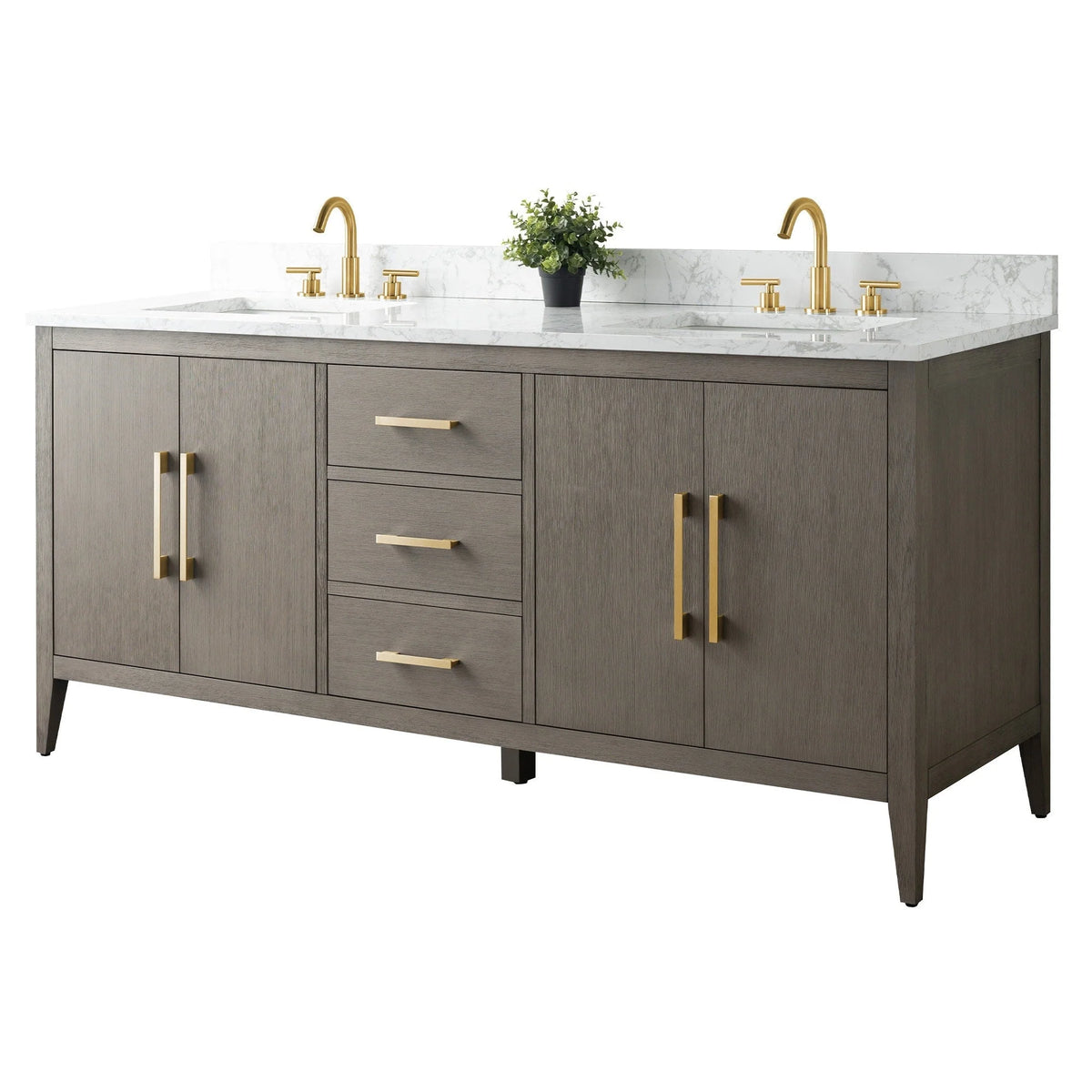 Meuble-lavabo Vanity Art 72 à double vasque avec plateau en marbre reconstitué