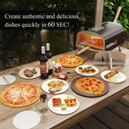 Four à pizza extérieur multicombustible, appareil à pizza cuite sur pierre avec brûleur à gaz et compartiment à bois – 12 pouces