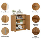 Meuble d’angle Dovelina avec étagères réglables, buffet, meuble à vin et meuble de cuisine et de salle à manger avec portes en bois - 31 po H x 31 po L, 36 po H x 31 po L