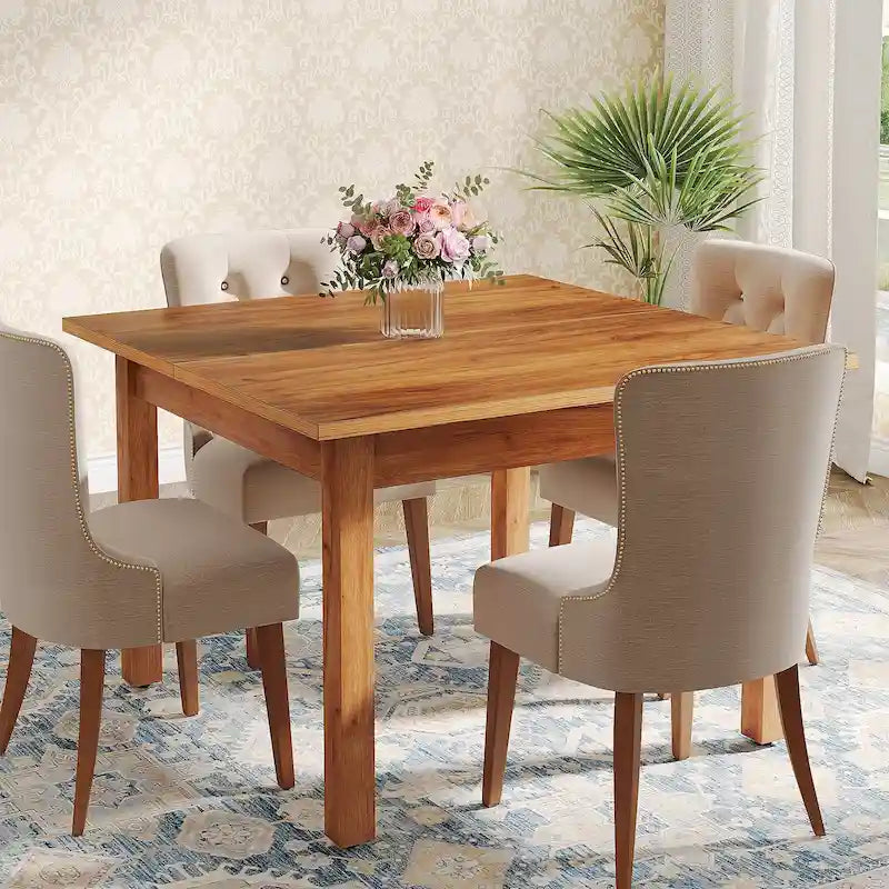 Tavolo da pranzo quadrato da 39,4 pollici per 2-4 persone con gambe in legno massello per soggiorno e sala da pranzo