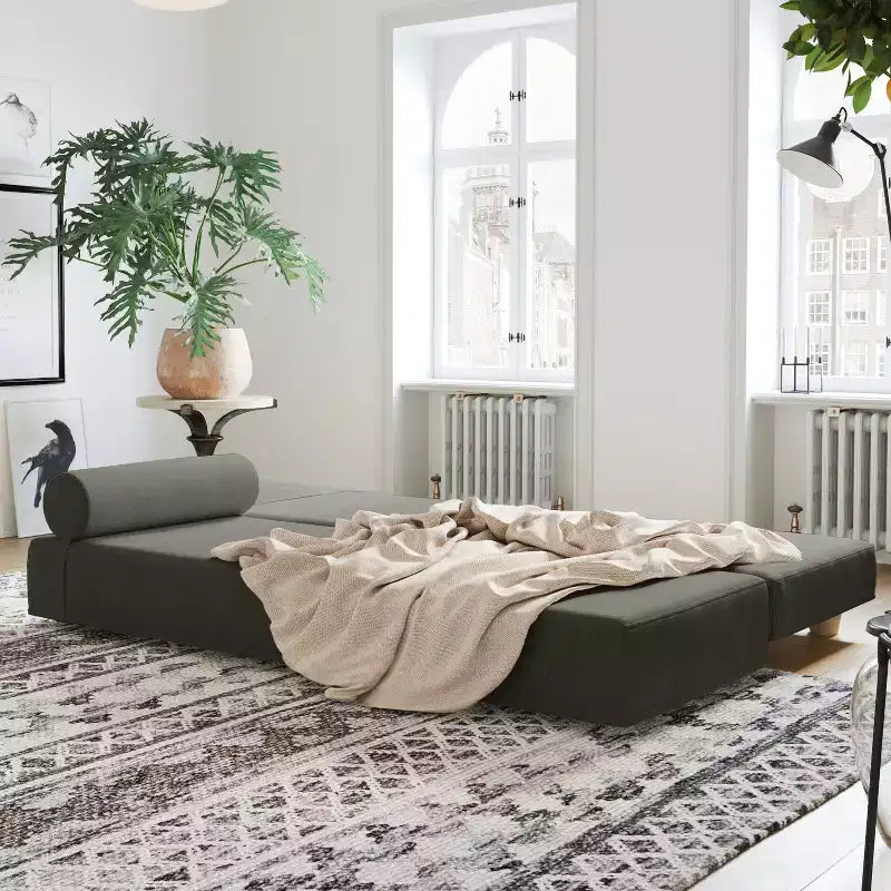 Lit de repos/lit d’appoint escamotable grand format – microvelours