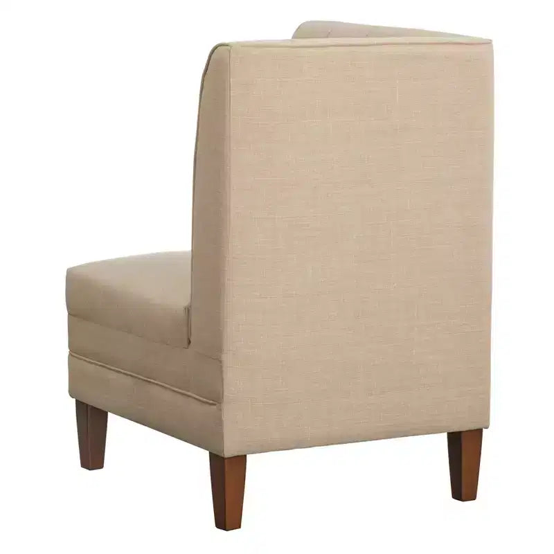 Set da pranzo Lifestorey Kerrington da 4 pezzi con banquette con schienale trapuntato, noce/crema: tessuto effetto lino, tavolo con base a piedistallo