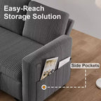 Dyonery 81-Sitzer-Schlafsofa, L-förmiges Ausziehsofa mit wendbarer Recamiere mit Stauraum, USB-Anschluss und verstellbarer Rückenlehne