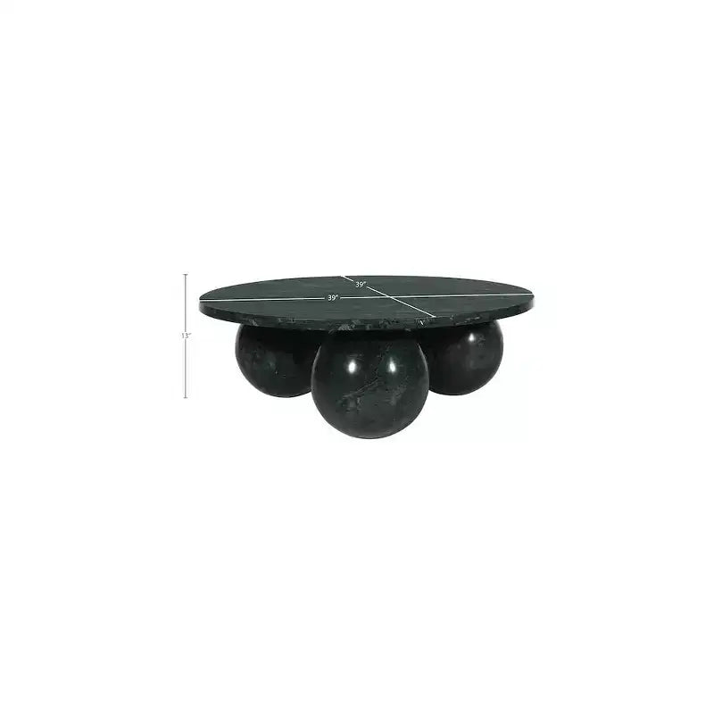 Table basse ronde en marbre avec pieds sphériques, multicolore, 4 places ??