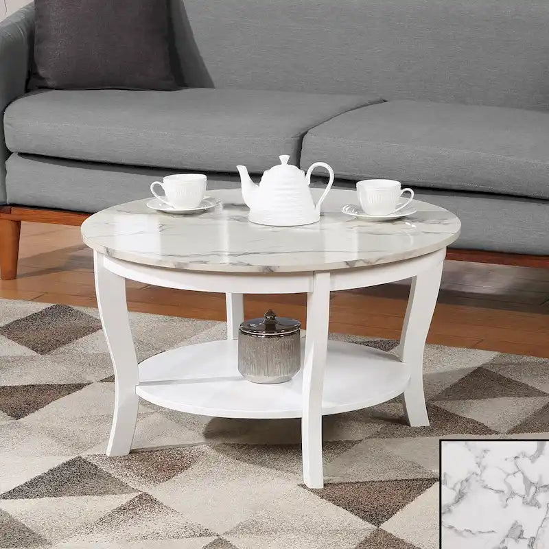 Tavolino rotondo da caffè Convenience Concepts American Heritage con ripiano