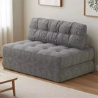 Canapé-lit futon pliant en velours côtelé, fauteuil convertible au sol avec coussin et soutien dorsal, format double