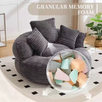 Sitzsack-Sofa für Erwachsene und Kinder, übergroßer Cord-Sitzsack mit 3 Kissen und Armlehne für Wohnzimmer oder Schlafzimmer