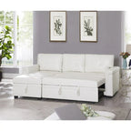 Divano componibile reversibile trasformabile con letto estraibile, chaise longue con contenitore nascosto e gambe resistenti