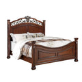 Letto in legno con testiera lavorata color ciliegio scuro