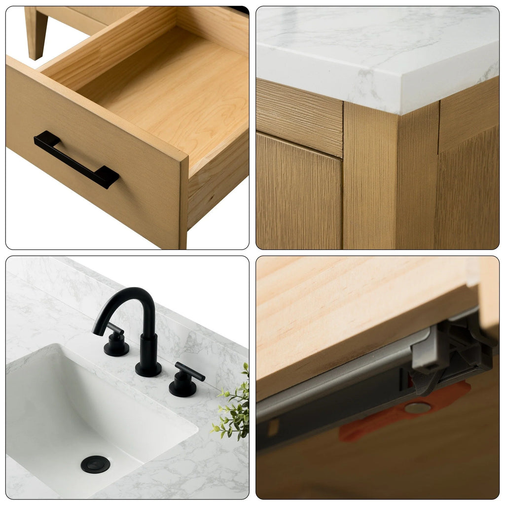 Meuble-lavabo Vanity Art 72 à double vasque avec plateau en marbre reconstitué