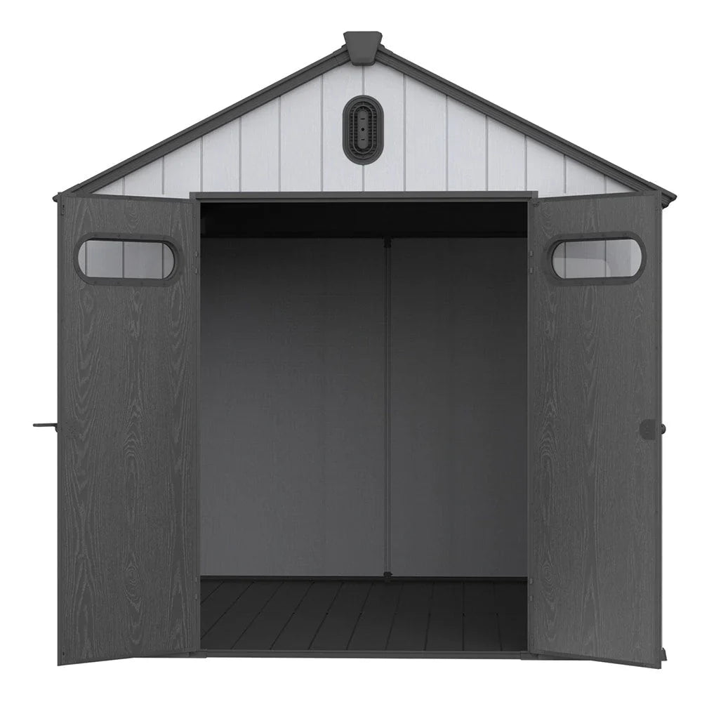 Abri de rangement extérieur en plastique et résine tout temps avec plancher, remise à outils Spire, 6 pi x 4 pi/6 pi x 8 pi/8 pi x 6 pi/8 pi x 10 pi