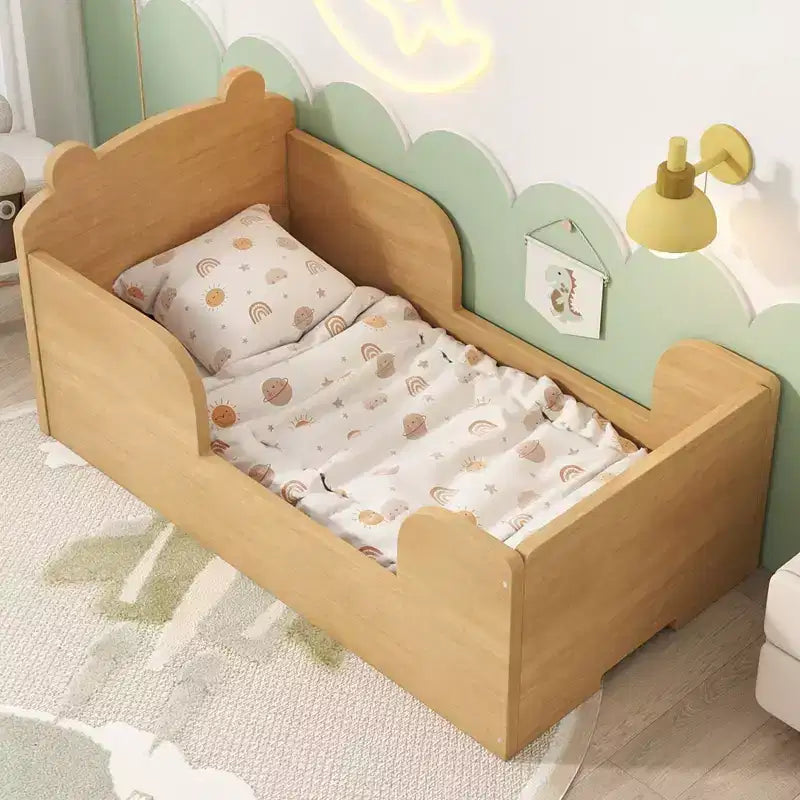 Letto da pavimento a forma di orso Okak per bambini dai 3 ai 6 anni, struttura per letto da bimbo con sponda di sicurezza, grazioso letto per bambini a forma di animale