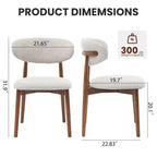 Ensemble de 4 chaises de salle à manger, chaises rembourrées modernes du milieu du siècle, chaises de cuisine style ferme avec assise en tissu rembourrée et pieds en bois, beige