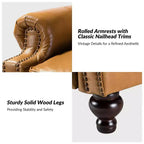 Set di 2 poltrone reclinabili moderne Elisabete con schienale ad ali in vera pelle e borchie decorative vintage per soggiorno e camera da letto| ART OF LIVING DESIGNS