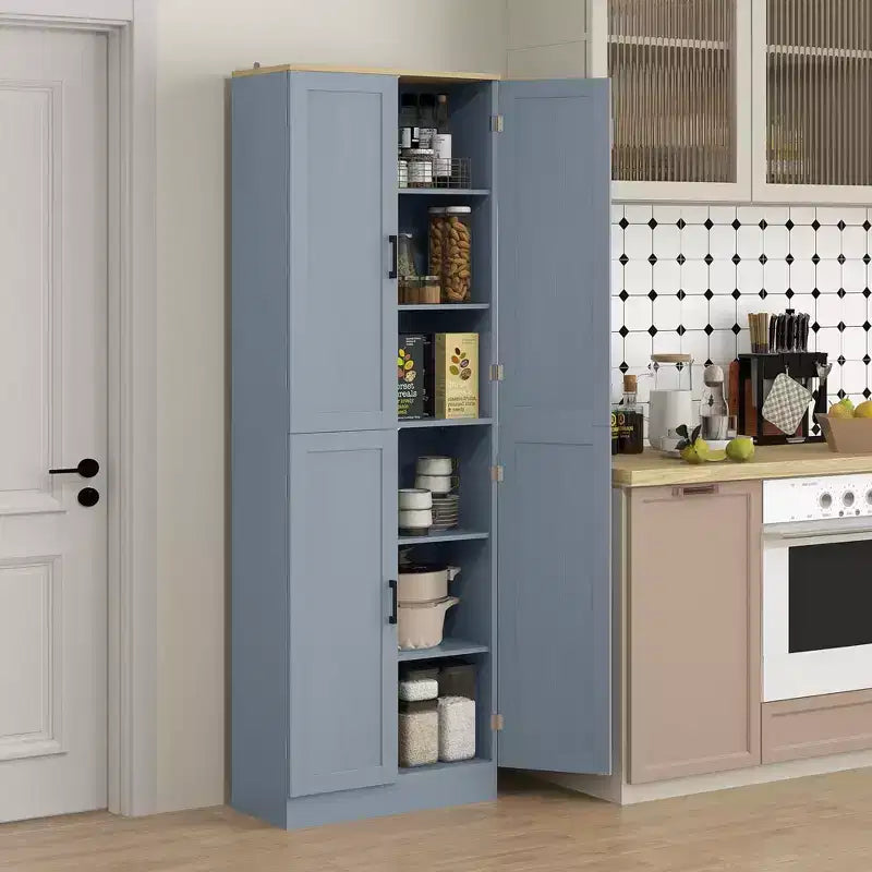 Dispensa da cucina indipendente HOMCOM 67, mobile contenitore a 4 ante con ripiani e ante regolabili