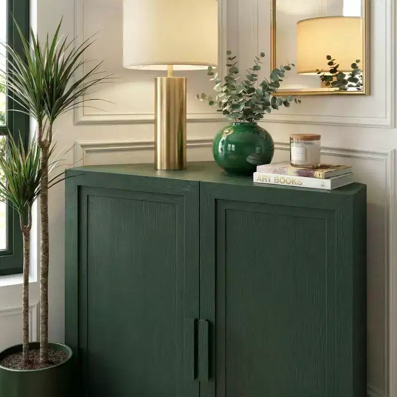 Meuble d’angle Dovelina avec étagères réglables, buffet, meuble à vin et meuble de cuisine et de salle à manger avec portes en bois - 31 po H x 31 po L, 36 po H x 31 po L