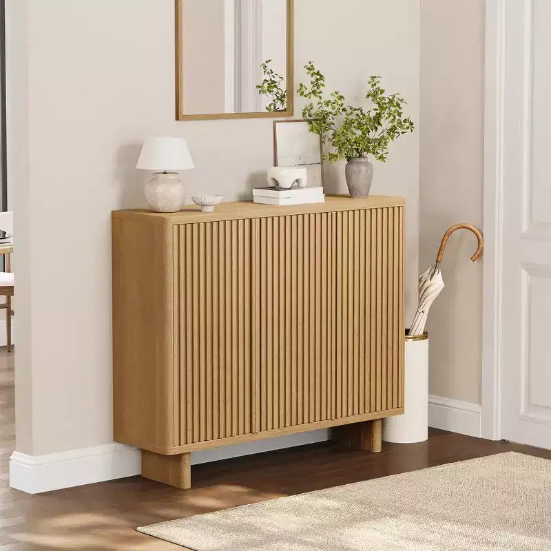 Meuble à chaussures Acekool 46 avec porte rainurée, meuble de rangement à 5 niveaux, banc d’entrée rustique pour couloir, hauteur de 41.5