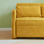 Canapé-lit escamotable en tissu chenille jaune - 39.00 x 53.50 x 31.50