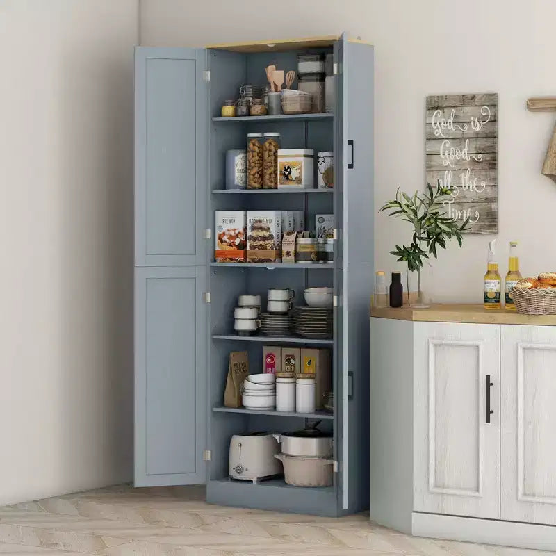 Dispensa da cucina indipendente HOMCOM 67, mobile contenitore a 4 ante con ripiani e ante regolabili