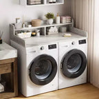 Plan de travail à 2 niveaux pour lave-linge et sèche-linge avec étagère ou tiroirs, couvre-plan de buanderie avec tapis antidérapant, dessus de 54X27.5 pour plier le linge