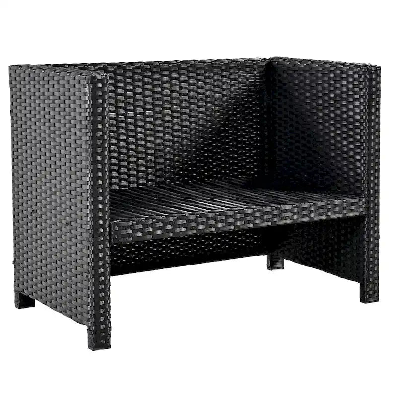 Ensemble de canapé d’angle d’extérieur en rotin, cadre quadrilatéral pour spa