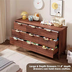 9 Drawers Fluted Dresser, Modern Chest, Wooden Dresser TV Stand, Curved Profile Design, for Living Room, Hallway
