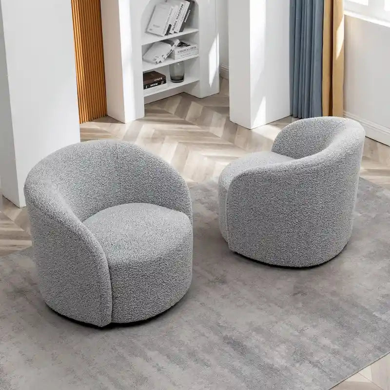 Fauteuil d’appoint pivotant KINWELL en forme de tonneau, rembourré, largeur 34 (lot de 2)