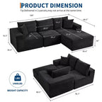 108 modernes Sofa, 3-Sitzer-Sofa in L-Form mit Polsterbezug und Kissen, Sofa mit tiefer Sitzfläche, keine Montage erforderlich
