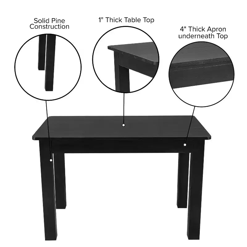 Mesa de jantar retangular Flash Furniture, 46 x 30, em pinho maciço