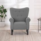 Fauteuil d’appoint moderne Erommy, fauteuil à dossier haut, canapé une place en tissu rembourré avec boutons et pieds en bois pour le salon