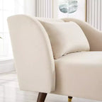 Chaise longue moderna in velluto, con bracciolo imbottito e bracciolo curvo, divano letto per camera da letto, ufficio o soggiorno