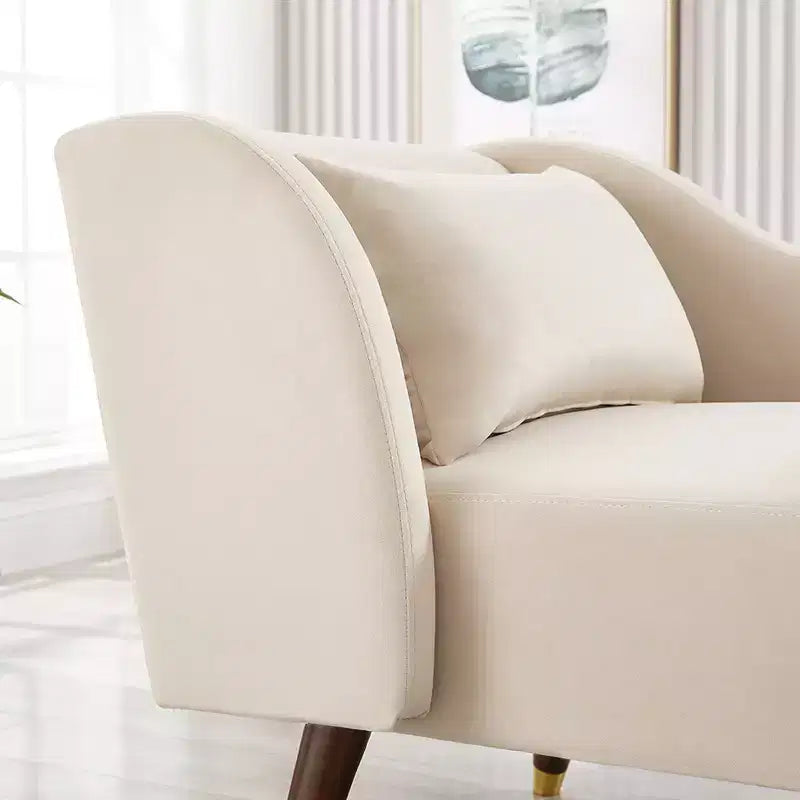Chaise longue moderna in velluto, con bracciolo imbottito e bracciolo curvo, divano letto per camera da letto, ufficio o soggiorno