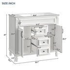 Meuble-lavabo moderne de salle de bains de 36 po avec vasque sur plan, armoire à miroir, 2 portes et 2 tiroirs