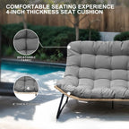 Double Papasan Chair Loveseat with Cushion, All-weather PE Rattan and Metal Frame for Indoor Outdoor