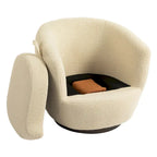 Fauteuil tonneau pivotant rembourré avec rangement, chaise d’appoint moderne pour salon, chambre, bureau ou coin lecture