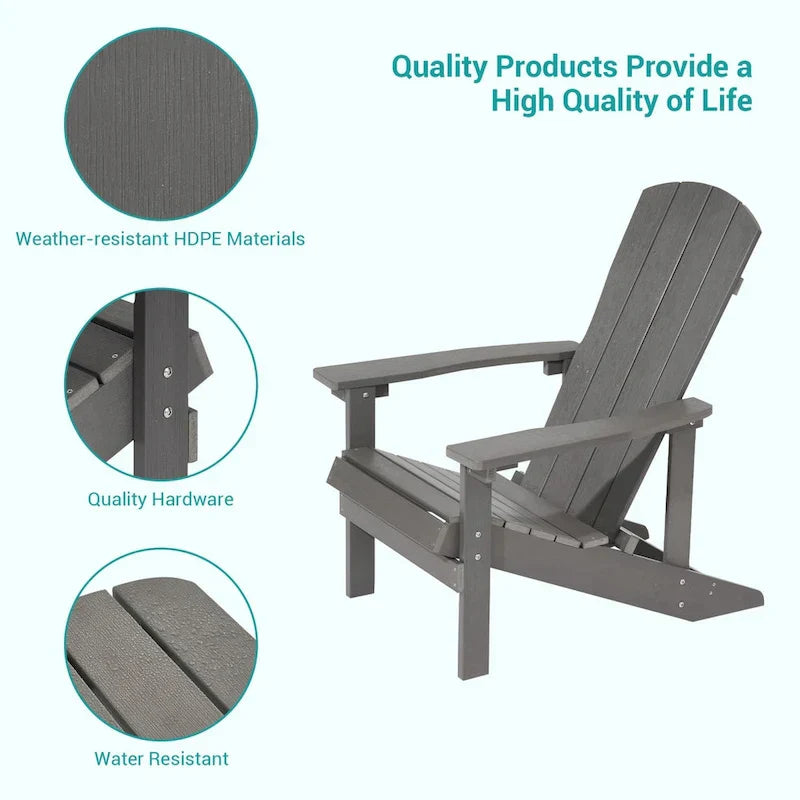 Ensemble de 4 fauteuils Adirondack d’extérieur Bonosuki en bois résistant aux intempéries