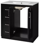 Meuble-lavabo de salle de bains simple de 30 pouces avec meuble et 3 tiroirs ??Noir / Bleu / Vert / Indigo / Blanc