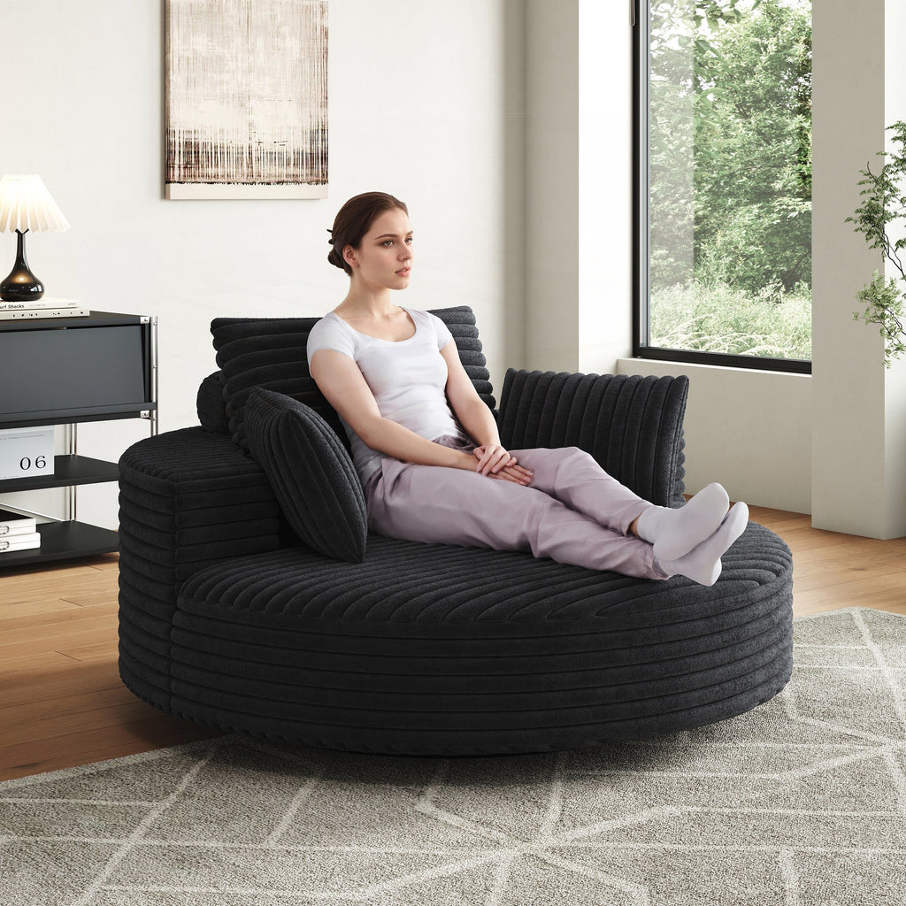 Fauteuil pivotant individuel en mousse et chenille côtelée