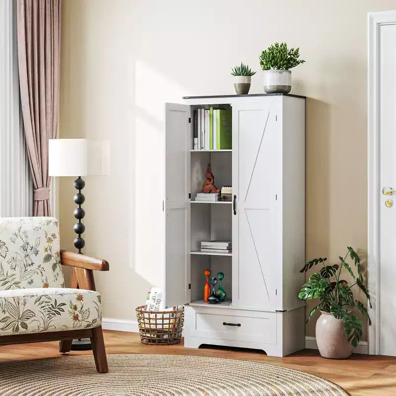 Dispensa HOMCOM 72 in stile rustico con ante da fienile, alta colonna dispensa da cucina con ripiani regolabili e cassetto